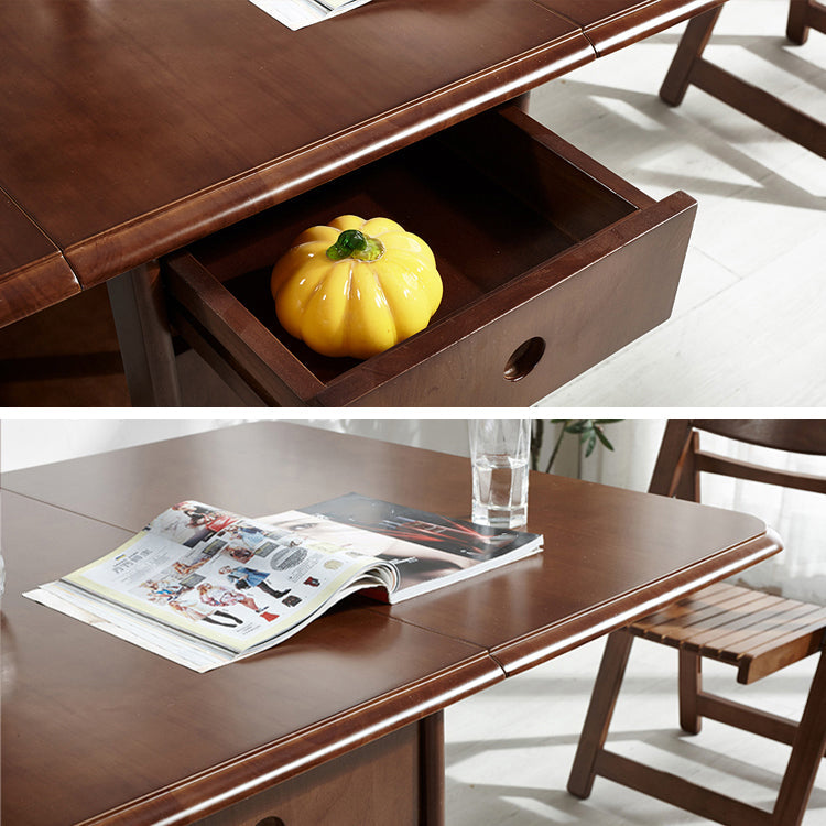 Mid-Century Modern Dining Room Table Rubberwood Solid Wood Table with Wood Base Clearhalo ' dining_table' 'Dining Tables & Seating' 'Dining Tables' 'furn' 'furn_dining_table' 'Furniture' 'furniture_dining_table' 'Kitchen & Dining Furniture' 'kitchen&dining_furn' 'kitchen' 'kitchen_dining_table' 4086489