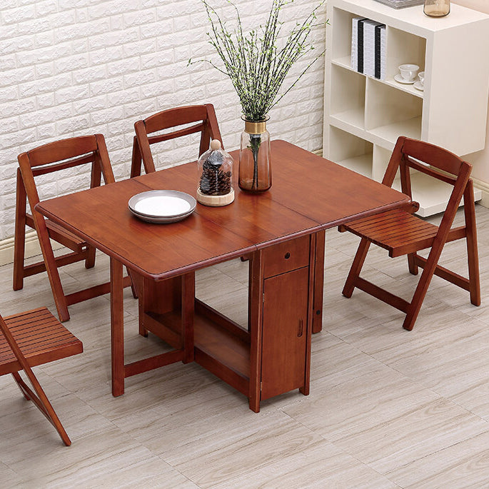Mid-Century Modern Dinner Table Brown Solid Wood Drop-Leaf Dining Table (only table) Clearhalo ' dining_table' 'Dining Tables & Seating' 'Dining Tables' 'furn' 'furn_dining_table' 'Furniture' 'furniture_dining_table' 'Kitchen & Dining Furniture' 'kitchen&dining_furn' 'kitchen' 'kitchen_dining_table' 4086539