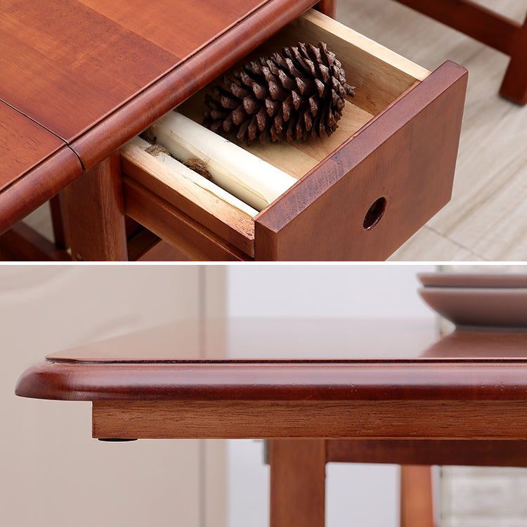 Mid-Century Modern Dinner Table Brown Solid Wood Drop-Leaf Dining Table (only table) Clearhalo ' dining_table' 'Dining Tables & Seating' 'Dining Tables' 'furn' 'furn_dining_table' 'Furniture' 'furniture_dining_table' 'Kitchen & Dining Furniture' 'kitchen&dining_furn' 'kitchen' 'kitchen_dining_table' 4086541