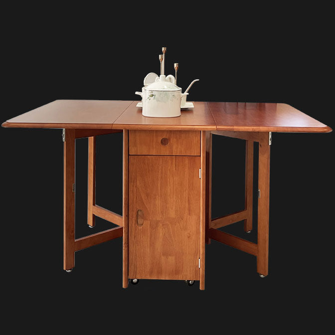 Mid-Century Modern Dining Table Rubberwood Drop-Leaf Dining Table(only table) Brown Without Chairs Clearhalo ' dining_table' 'Dining Tables & Seating' 'Dining Tables' 'furn' 'furn_dining_table' 'Furniture' 'furniture_dining_table' 'Kitchen & Dining Furniture' 'kitchen&dining_furn' 'kitchen' 'kitchen_dining_table' 4086564