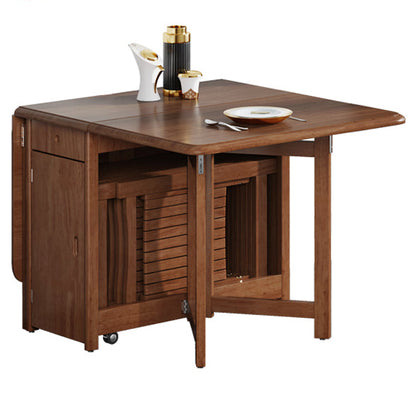 Mid-Century Modern Dining Table Rubberwood Drop-Leaf Dining Table(only table) Walnut Without Chairs Clearhalo ' dining_table' 'Dining Tables & Seating' 'Dining Tables' 'furn' 'furn_dining_table' 'Furniture' 'furniture_dining_table' 'Kitchen & Dining Furniture' 'kitchen&dining_furn' 'kitchen' 'kitchen_dining_table' 4086565