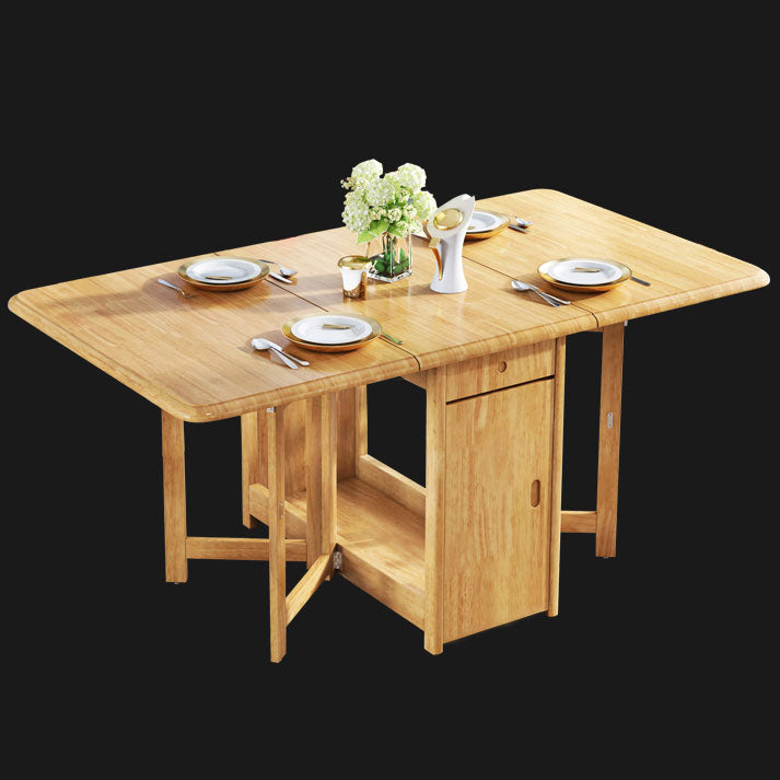 Mid-Century Modern Dining Table Rubberwood Drop-Leaf Dining Table(only table) Natural Without Chairs Clearhalo ' dining_table' 'Dining Tables & Seating' 'Dining Tables' 'furn' 'furn_dining_table' 'Furniture' 'furniture_dining_table' 'Kitchen & Dining Furniture' 'kitchen&dining_furn' 'kitchen' 'kitchen_dining_table' 4086569