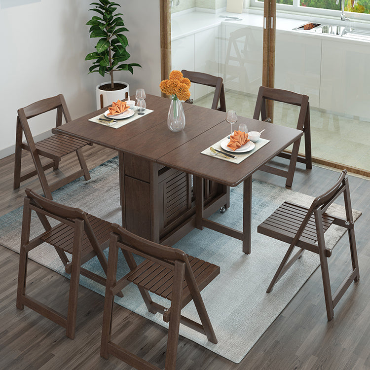 Mid-Century Modern Dining Table Brown Solid Wood Drop-Leaf Dining Table(only table) Clearhalo ' dining_table' 'Dining Tables & Seating' 'Dining Tables' 'furn' 'furn_dining_table' 'Furniture' 'furniture_dining_table' 'Kitchen & Dining Furniture' 'kitchen&dining_furn' 'kitchen' 'kitchen_dining_table' 4086577