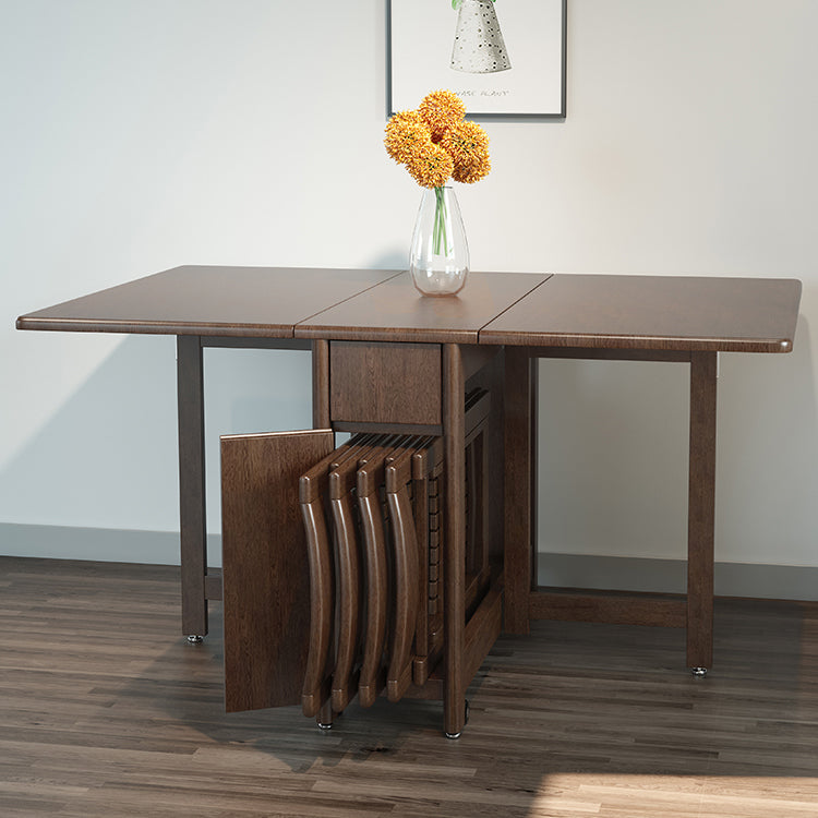 Mid-Century Modern Dining Table Brown Solid Wood Drop-Leaf Dining Table(only table) Clearhalo ' dining_table' 'Dining Tables & Seating' 'Dining Tables' 'furn' 'furn_dining_table' 'Furniture' 'furniture_dining_table' 'Kitchen & Dining Furniture' 'kitchen&dining_furn' 'kitchen' 'kitchen_dining_table' 4086580