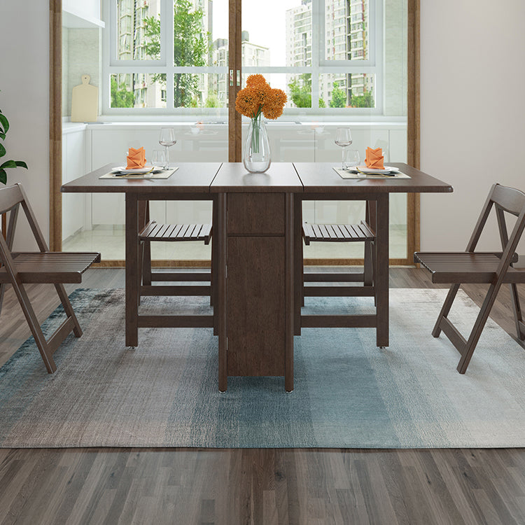 Mid-Century Modern Dining Table Brown Solid Wood Drop-Leaf Dining Table(only table) Clearhalo ' dining_table' 'Dining Tables & Seating' 'Dining Tables' 'furn' 'furn_dining_table' 'Furniture' 'furniture_dining_table' 'Kitchen & Dining Furniture' 'kitchen&dining_furn' 'kitchen' 'kitchen_dining_table' 4086581