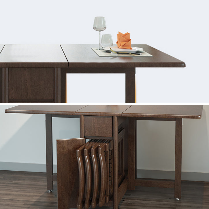 Mid-Century Modern Dining Table Brown Solid Wood Drop-Leaf Dining Table(only table) Clearhalo ' dining_table' 'Dining Tables & Seating' 'Dining Tables' 'furn' 'furn_dining_table' 'Furniture' 'furniture_dining_table' 'Kitchen & Dining Furniture' 'kitchen&dining_furn' 'kitchen' 'kitchen_dining_table' 4086583