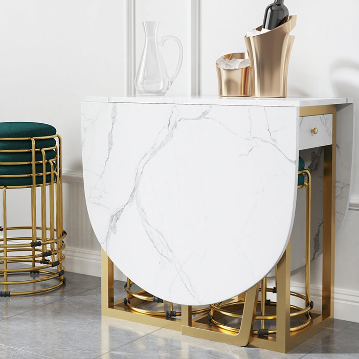 Modern White Dining Table 63" Rectangle Sintered Stone Drop-Leaf Table for Home Use Clearhalo ' dining_table' 'Dining Tables & Seating' 'Dining Tables' 'furn' 'furn_dining_table' 'Furniture' 'furniture_dining_table' 'Kitchen & Dining Furniture' 'kitchen&dining_furn' 'kitchen' 'kitchen_dining_table' 4086594