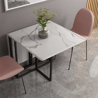 Contemporary Faux Marble Dining Table Sled Base Rectangle Table for Home Black Without Chairs Clearhalo ' dining_table' 'Dining Tables & Seating' 'Dining Tables' 'furn' 'furn_dining_table' 'Furniture' 'furniture_dining_table' 'Kitchen & Dining Furniture' 'kitchen&dining_furn' 'kitchen' 'kitchen_dining_table' 4086613