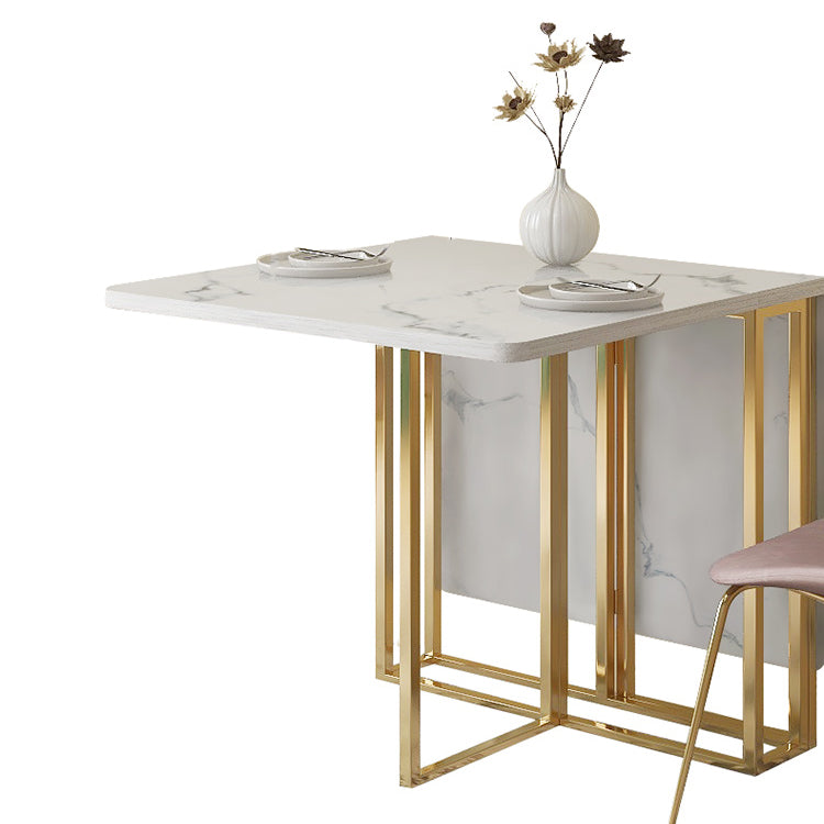 Contemporary Faux Marble Dining Table Sled Base Rectangle Table for Home Clearhalo ' dining_table' 'Dining Tables & Seating' 'Dining Tables' 'furn' 'furn_dining_table' 'Furniture' 'furniture_dining_table' 'Kitchen & Dining Furniture' 'kitchen&dining_furn' 'kitchen' 'kitchen_dining_table' 4086614