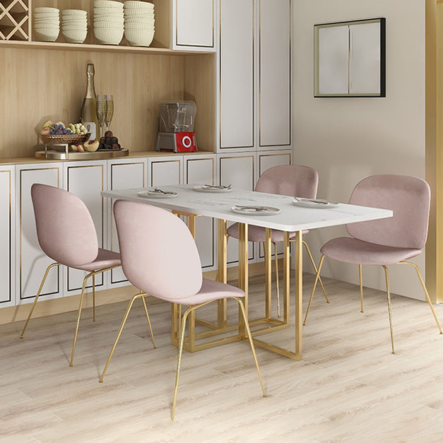 Contemporary Faux Marble Dining Table Sled Base Rectangle Table for Home Clearhalo ' dining_table' 'Dining Tables & Seating' 'Dining Tables' 'furn' 'furn_dining_table' 'Furniture' 'furniture_dining_table' 'Kitchen & Dining Furniture' 'kitchen&dining_furn' 'kitchen' 'kitchen_dining_table' 4086618