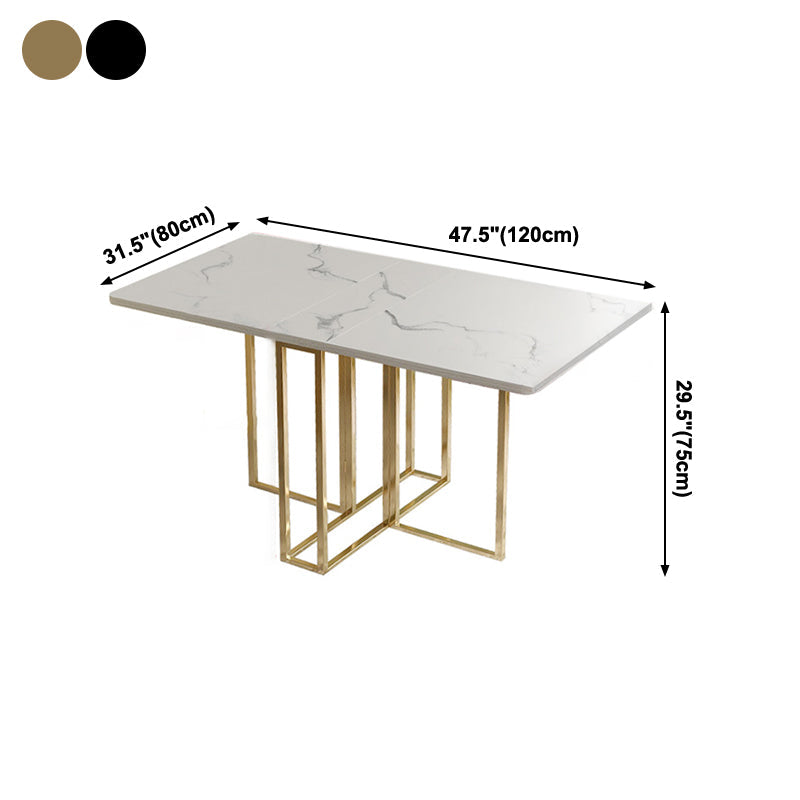 Contemporary Faux Marble Dining Table Sled Base Rectangle Table for Home Clearhalo ' dining_table' 'Dining Tables & Seating' 'Dining Tables' 'furn' 'furn_dining_table' 'Furniture' 'furniture_dining_table' 'Kitchen & Dining Furniture' 'kitchen&dining_furn' 'kitchen' 'kitchen_dining_table' 4086621