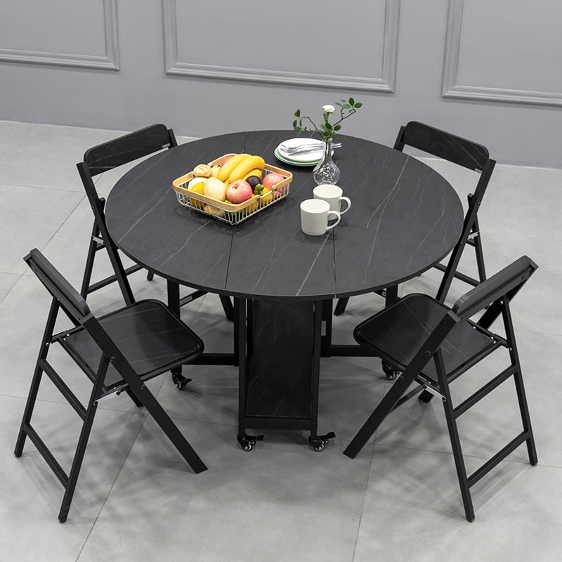 Foldable Wooden Top Table Extendable Round Table in Black (only table) Clearhalo ' dining_table' 'Dining Tables & Seating' 'Dining Tables' 'Furniture' 'furniture_dining_table' 'Kitchen & Dining Furniture' 'kitchen&dining_furn' 'kitchen' 'kitchen_dining_table' 4086623