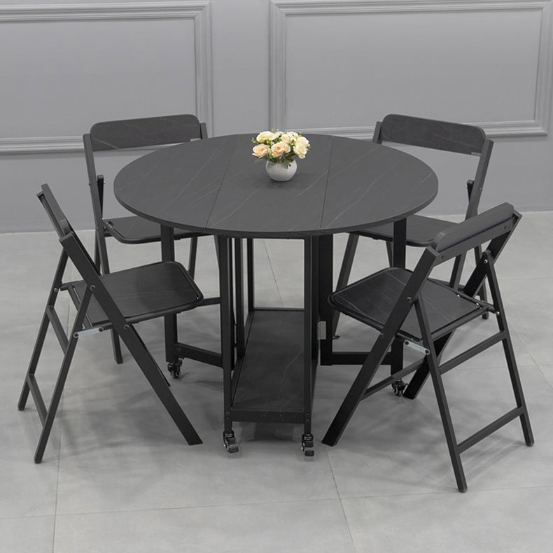 Foldable Wooden Top Table Extendable Round Table in Black (only table) Clearhalo ' dining_table' 'Dining Tables & Seating' 'Dining Tables' 'Furniture' 'furniture_dining_table' 'Kitchen & Dining Furniture' 'kitchen&dining_furn' 'kitchen' 'kitchen_dining_table' 4086624