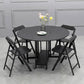 Foldable Wooden Top Table Extendable Round Table in Black (only table) Clearhalo ' dining_table' 'Dining Tables & Seating' 'Dining Tables' 'Furniture' 'furniture_dining_table' 'Kitchen & Dining Furniture' 'kitchen&dining_furn' 'kitchen' 'kitchen_dining_table' 4086625