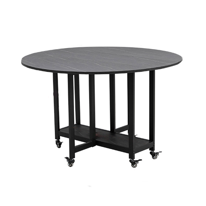 Foldable Wooden Top Table Extendable Round Table in Black (only table) 55.1"L x 55.1"W x 29.5"H Clearhalo ' dining_table' 'Dining Tables & Seating' 'Dining Tables' 'Furniture' 'furniture_dining_table' 'Kitchen & Dining Furniture' 'kitchen&dining_furn' 'kitchen' 'kitchen_dining_table' 4086627