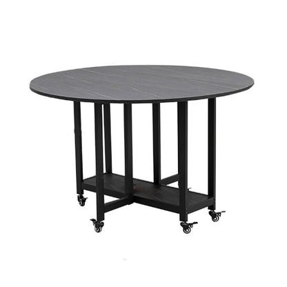 Foldable Wooden Top Table Extendable Round Table in Black (only table) 55.1"L x 55.1"W x 29.5"H Clearhalo ' dining_table' 'Dining Tables & Seating' 'Dining Tables' 'Furniture' 'furniture_dining_table' 'Kitchen & Dining Furniture' 'kitchen&dining_furn' 'kitchen' 'kitchen_dining_table' 4086627