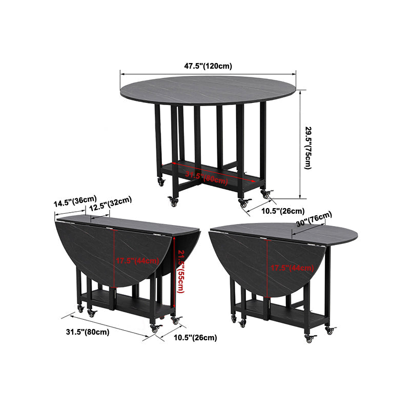 Foldable Wooden Top Table Extendable Round Table in Black (only table) Clearhalo ' dining_table' 'Dining Tables & Seating' 'Dining Tables' 'Furniture' 'furniture_dining_table' 'Kitchen & Dining Furniture' 'kitchen&dining_furn' 'kitchen' 'kitchen_dining_table' 4086635