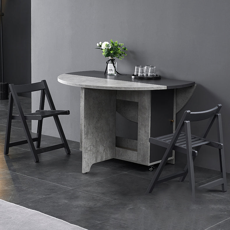 Foldable Artificial Wooden Top Table Extendable Round Table with Trestle Base Clearhalo ' dining_table' 'Dining Tables & Seating' 'Dining Tables' 'furn' 'furn_dining_table' 'Furniture' 'furniture_dining_table' 'Kitchen & Dining Furniture' 'kitchen&dining_furn' 'kitchen' 'kitchen_dining_table' 4086640