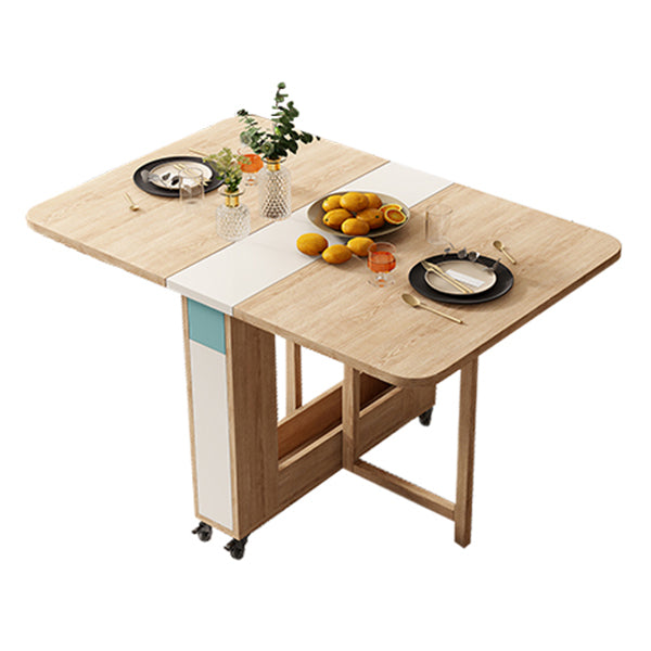 Foldable Artificial Wooden Top Table Rectangle Extendable Table with Storage Trestle Base Natural 47.2"L x 31.5"W x 29.5"H Without Chairs Clearhalo ' dining_table' 'Dining Tables & Seating' 'Dining Tables' 'furn' 'furn_dining_table' 'Furniture' 'furniture_dining_table' 'Kitchen & Dining Furniture' 'kitchen&dining_furn' 'kitchen' 'kitchen_dining_table' 4086655