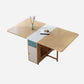 Foldable Artificial Wooden Top Table Rectangle Extendable Table with Storage Trestle Base Natural 59.1"L x 31.5"W x 29.5"H Without Chairs Clearhalo ' dining_table' 'Dining Tables & Seating' 'Dining Tables' 'furn' 'furn_dining_table' 'Furniture' 'furniture_dining_table' 'Kitchen & Dining Furniture' 'kitchen&dining_furn' 'kitchen' 'kitchen_dining_table' 4086656