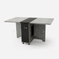 Foldable Artificial Wooden Top Table Rectangle Extendable Table with Storage Trestle Base Gray 59.1"L x 31.5"W x 29.5"H Without Chairs Clearhalo ' dining_table' 'Dining Tables & Seating' 'Dining Tables' 'furn' 'furn_dining_table' 'Furniture' 'furniture_dining_table' 'Kitchen & Dining Furniture' 'kitchen&dining_furn' 'kitchen' 'kitchen_dining_table' 4086660