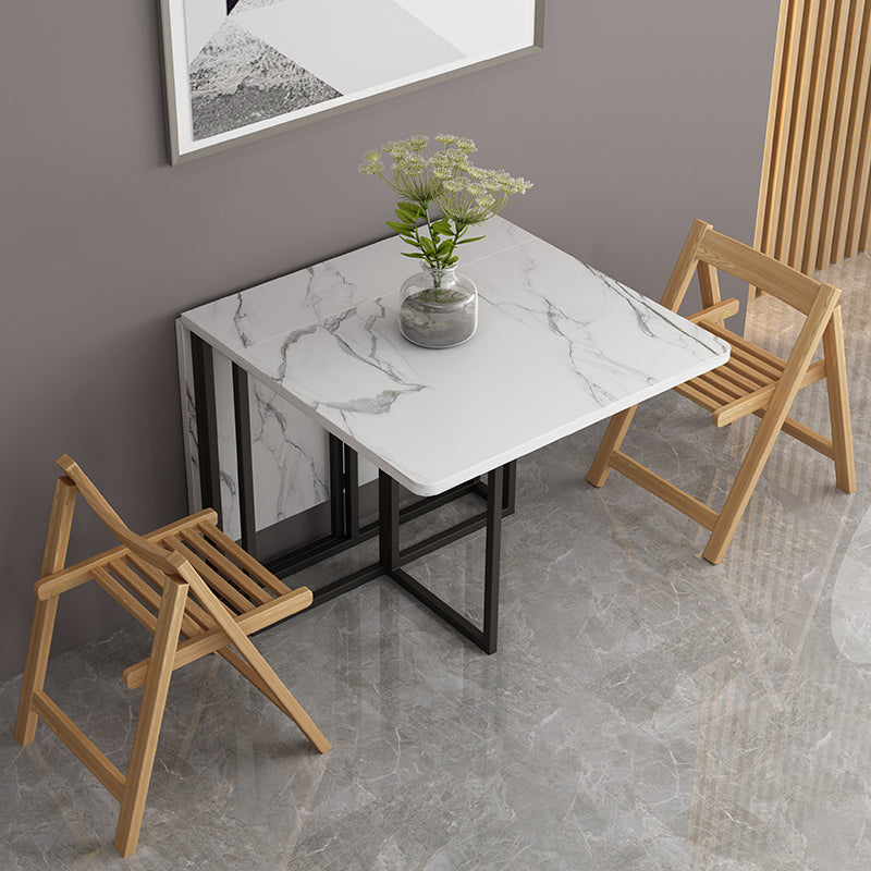 Foldable Artificial Wooden Top Dining Table Extendable Rectangle Table with Trestle Base Clearhalo ' dining_table' 'Dining Tables & Seating' 'Dining Tables' 'furn' 'furn_dining_table' 'Furniture' 'furniture_dining_table' 'Kitchen & Dining Furniture' 'kitchen&dining_furn' 'kitchen' 'kitchen_dining_table' 4086675