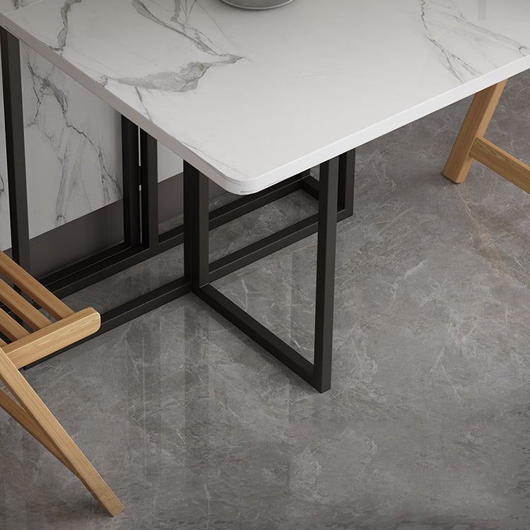 Foldable Artificial Wooden Top Dining Table Extendable Rectangle Table with Trestle Base Clearhalo ' dining_table' 'Dining Tables & Seating' 'Dining Tables' 'furn' 'furn_dining_table' 'Furniture' 'furniture_dining_table' 'Kitchen & Dining Furniture' 'kitchen&dining_furn' 'kitchen' 'kitchen_dining_table' 4086681