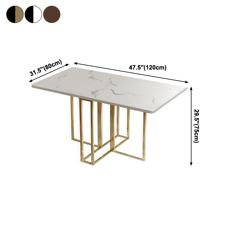 Foldable Artificial Wooden Top Dining Table Extendable Rectangle Table with Trestle Base Clearhalo ' dining_table' 'Dining Tables & Seating' 'Dining Tables' 'furn' 'furn_dining_table' 'Furniture' 'furniture_dining_table' 'Kitchen & Dining Furniture' 'kitchen&dining_furn' 'kitchen' 'kitchen_dining_table' 4086689