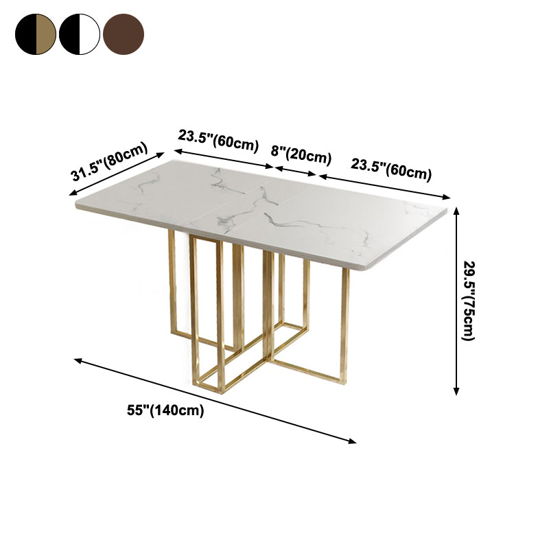 Foldable Artificial Wooden Top Dining Table Extendable Rectangle Table with Trestle Base Clearhalo ' dining_table' 'Dining Tables & Seating' 'Dining Tables' 'furn' 'furn_dining_table' 'Furniture' 'furniture_dining_table' 'Kitchen & Dining Furniture' 'kitchen&dining_furn' 'kitchen' 'kitchen_dining_table' 4086690