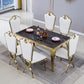 Marble Dining Table Luxury Style 4 Legs Metallic Base Rectangle Table for Home Clearhalo ' dining_table' 'Dining Tables & Seating' 'Dining Tables' 'furn' 'furn_dining_table' 'Furniture' 'furniture_dining_table' 'Kitchen & Dining Furniture' 'kitchen&dining_furn' 'kitchen' 'kitchen_dining_table' 4086717