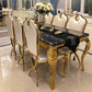 Marble Dining Table Luxury Style 4 Legs Metallic Base Rectangle Table for Home Clearhalo ' dining_table' 'Dining Tables & Seating' 'Dining Tables' 'furn' 'furn_dining_table' 'Furniture' 'furniture_dining_table' 'Kitchen & Dining Furniture' 'kitchen&dining_furn' 'kitchen' 'kitchen_dining_table' 4086722