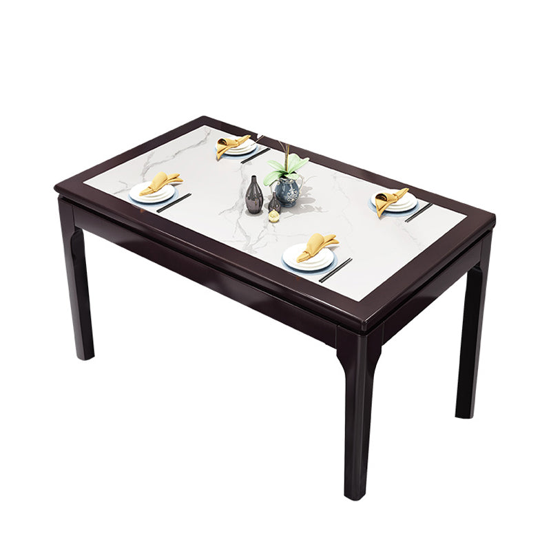 Mid-Century Modern Sintered Stone Table 4 Legs Base Rectangle Table for Home Black Without Chairs Clearhalo ' dining_table' 'Dining Tables & Seating' 'Dining Tables' 'furn' 'furn_dining_table' 'Furniture' 'furniture_dining_table' 'Kitchen & Dining Furniture' 'kitchen&dining_furn' 'kitchen' 'kitchen_dining_table' 4086734