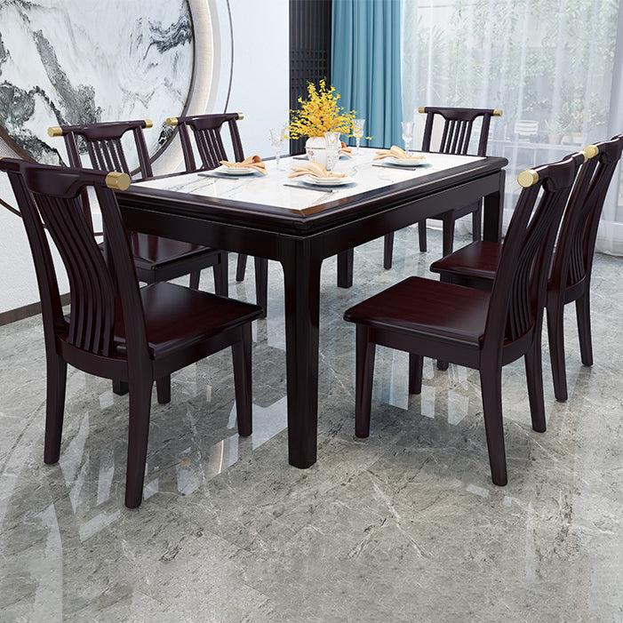 Mid-Century Modern Sintered Stone Table 4 Legs Base Rectangle Table for Home Clearhalo ' dining_table' 'Dining Tables & Seating' 'Dining Tables' 'furn' 'furn_dining_table' 'Furniture' 'furniture_dining_table' 'Kitchen & Dining Furniture' 'kitchen&dining_furn' 'kitchen' 'kitchen_dining_table' 4086738