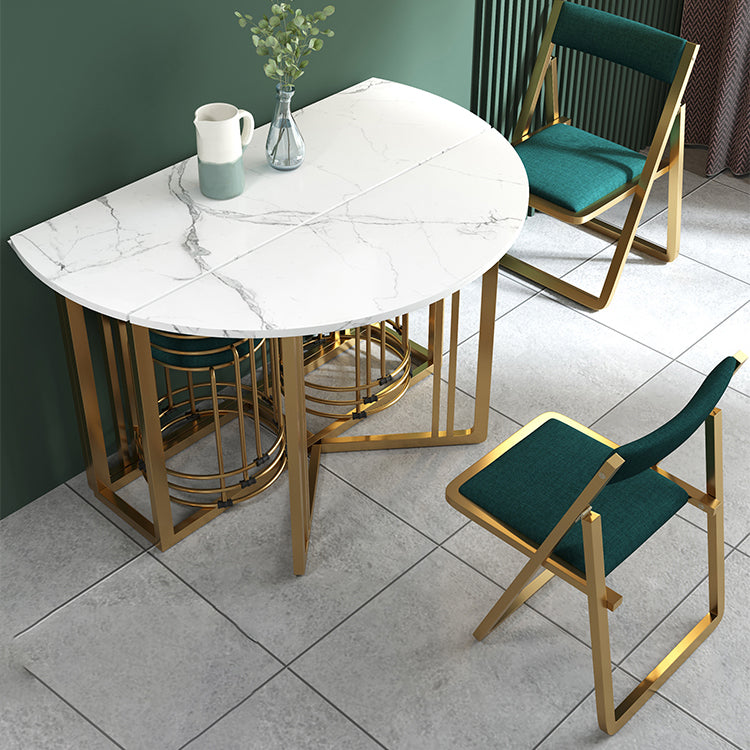 Foldable Artificial Wooden Top Dining Table Extendable Round Table with Trestle Base Clearhalo ' dining_table' 'Dining Tables & Seating' 'Dining Tables' 'furn' 'furn_dining_table' 'Furniture' 'furniture_dining_table' 'Kitchen & Dining Furniture' 'kitchen&dining_furn' 'kitchen' 'kitchen_dining_table' 4086742