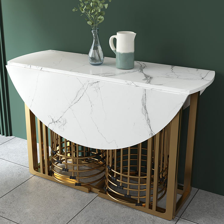 Foldable Artificial Wooden Top Dining Table Extendable Round Table with Trestle Base Clearhalo ' dining_table' 'Dining Tables & Seating' 'Dining Tables' 'furn' 'furn_dining_table' 'Furniture' 'furniture_dining_table' 'Kitchen & Dining Furniture' 'kitchen&dining_furn' 'kitchen' 'kitchen_dining_table' 4086745