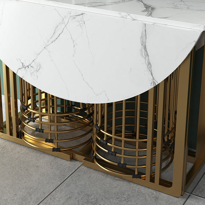 Foldable Artificial Wooden Top Dining Table Extendable Round Table with Trestle Base Clearhalo ' dining_table' 'Dining Tables & Seating' 'Dining Tables' 'furn' 'furn_dining_table' 'Furniture' 'furniture_dining_table' 'Kitchen & Dining Furniture' 'kitchen&dining_furn' 'kitchen' 'kitchen_dining_table' 4086747