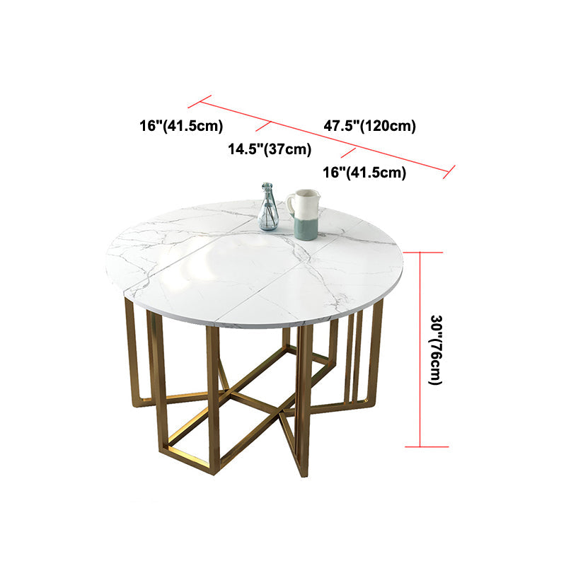 Foldable Artificial Wooden Top Dining Table Extendable Round Table with Trestle Base Clearhalo ' dining_table' 'Dining Tables & Seating' 'Dining Tables' 'furn' 'furn_dining_table' 'Furniture' 'furniture_dining_table' 'Kitchen & Dining Furniture' 'kitchen&dining_furn' 'kitchen' 'kitchen_dining_table' 4086750