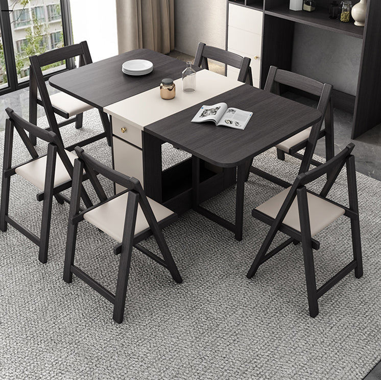 Mid-Century Modern Dining Room Table Drop-Leaf Table with Ash Solid Wood Base,59"L x 29.1"H Clearhalo ' dining_table' 'Dining Tables & Seating' 'Dining Tables' 'furn' 'furn_dining_table' 'Furniture' 'furniture_dining_table' 'Kitchen & Dining Furniture' 'kitchen&dining_furn' 'kitchen' 'kitchen_dining_table' 4086754