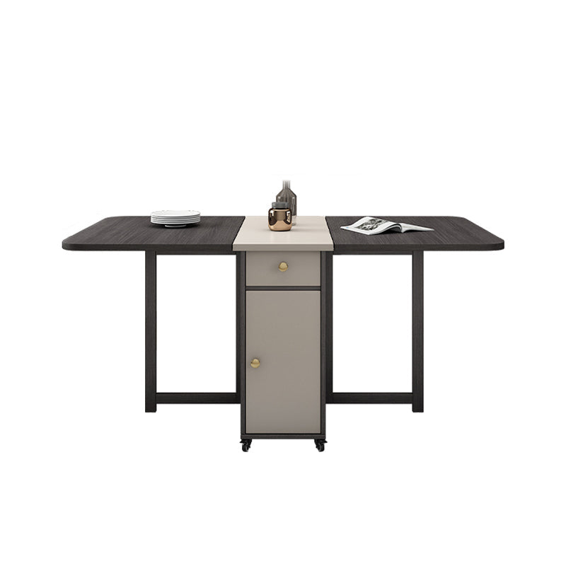 Mid-Century Modern Dining Room Table Drop-Leaf Table with Ash Solid Wood Base,59"L x 29.1"H Brown Without Chairs Clearhalo ' dining_table' 'Dining Tables & Seating' 'Dining Tables' 'furn' 'furn_dining_table' 'Furniture' 'furniture_dining_table' 'Kitchen & Dining Furniture' 'kitchen&dining_furn' 'kitchen' 'kitchen_dining_table' 4086756