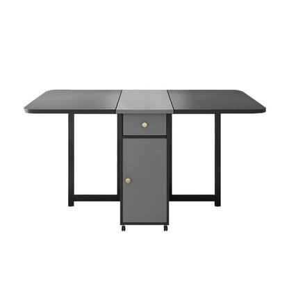 Mid-Century Modern Dining Room Table Drop-Leaf Table with Ash Solid Wood Base,59"L x 29.1"H Gray Without Chairs Clearhalo ' dining_table' 'Dining Tables & Seating' 'Dining Tables' 'furn' 'furn_dining_table' 'Furniture' 'furniture_dining_table' 'Kitchen & Dining Furniture' 'kitchen&dining_furn' 'kitchen' 'kitchen_dining_table' 4086758