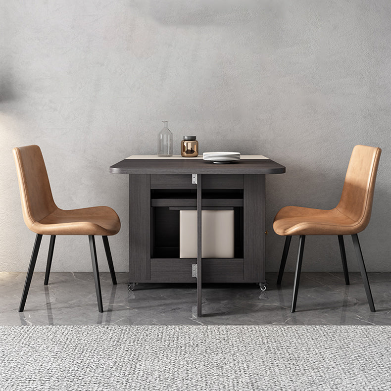 Mid-Century Modern Dining Room Table Drop-Leaf Table with Ash Solid Wood Base,59"L x 29.1"H Clearhalo ' dining_table' 'Dining Tables & Seating' 'Dining Tables' 'furn' 'furn_dining_table' 'Furniture' 'furniture_dining_table' 'Kitchen & Dining Furniture' 'kitchen&dining_furn' 'kitchen' 'kitchen_dining_table' 4086761