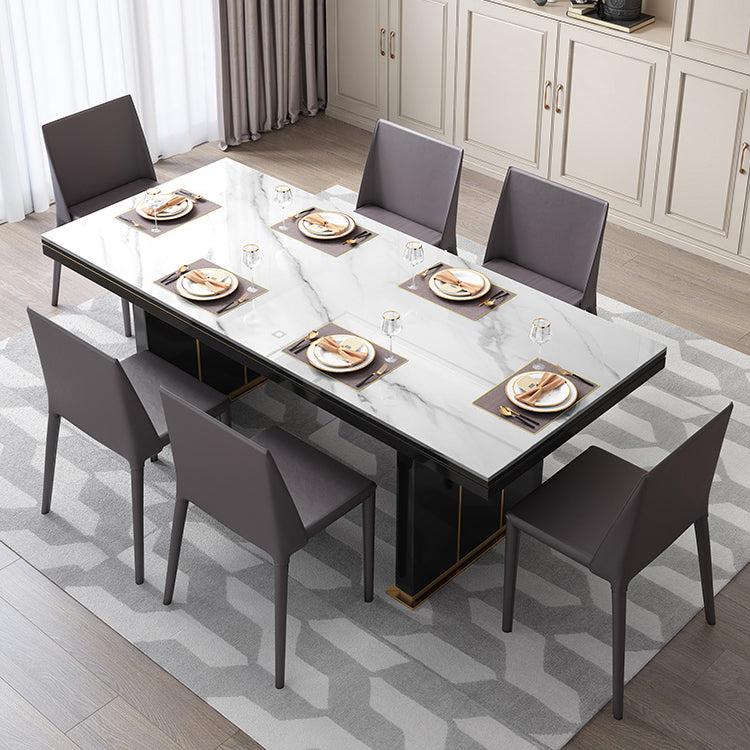 Traditional Luxury Dining Table White Rectangle Sintered Stone Table with Metal Base Clearhalo ' dining_table' 'Dining Tables & Seating' 'Dining Tables' 'furn' 'furn_dining_table' 'Furniture' 'furniture_dining_table' 'Kitchen & Dining Furniture' 'kitchen&dining_furn' 'kitchen' 'kitchen_dining_table' 4086764