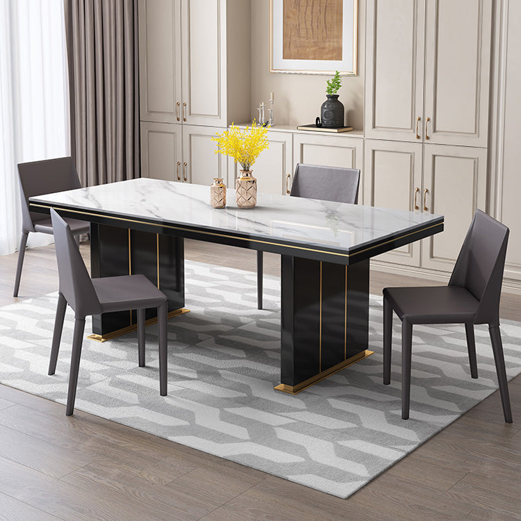 Traditional Luxury Dining Table White Rectangle Sintered Stone Table with Metal Base Clearhalo ' dining_table' 'Dining Tables & Seating' 'Dining Tables' 'furn' 'furn_dining_table' 'Furniture' 'furniture_dining_table' 'Kitchen & Dining Furniture' 'kitchen&dining_furn' 'kitchen' 'kitchen_dining_table' 4086765