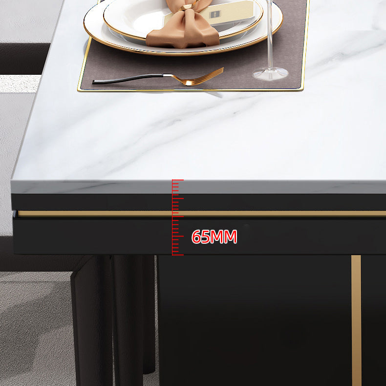 Traditional Luxury Dining Table White Rectangle Sintered Stone Table with Metal Base Clearhalo ' dining_table' 'Dining Tables & Seating' 'Dining Tables' 'furn' 'furn_dining_table' 'Furniture' 'furniture_dining_table' 'Kitchen & Dining Furniture' 'kitchen&dining_furn' 'kitchen' 'kitchen_dining_table' 4086768