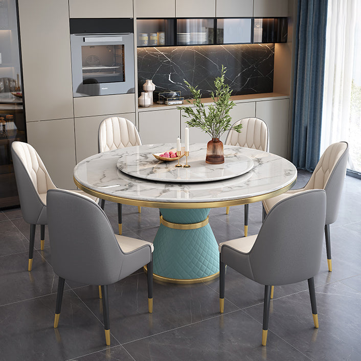 Marble Dining Table Luxury Style Single Pedestal Base Round Scratch Resistant Table for Home Blue Without Chairs Clearhalo ' dining_table' 'Dining Tables & Seating' 'Dining Tables' 'furn' 'furn_dining_table' 'Furniture' 'furniture_dining_table' 'Kitchen & Dining Furniture' 'kitchen&dining_furn' 'kitchen' 'kitchen_dining_table' 4086790