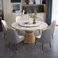 Marble Dining Table Luxury Style Single Pedestal Base Round Scratch Resistant Table for Home Orange Without Chairs Clearhalo ' dining_table' 'Dining Tables & Seating' 'Dining Tables' 'furn' 'furn_dining_table' 'Furniture' 'furniture_dining_table' 'Kitchen & Dining Furniture' 'kitchen&dining_furn' 'kitchen' 'kitchen_dining_table' 4086791