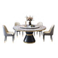Marble Dining Table Luxury Style Single Pedestal Base Round Scratch Resistant Table for Home Clearhalo ' dining_table' 'Dining Tables & Seating' 'Dining Tables' 'furn' 'furn_dining_table' 'Furniture' 'furniture_dining_table' 'Kitchen & Dining Furniture' 'kitchen&dining_furn' 'kitchen' 'kitchen_dining_table' 4086797