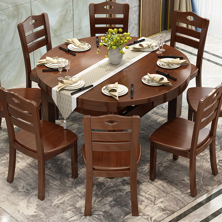 Modern Style Round 54.33" Dining Table Solid Wood Drop-Leaf Dining Table for Home Use Clearhalo ' dining_table' 'Dining Tables & Seating' 'Dining Tables' 'furn' 'furn_dining_table' 'Furniture' 'furniture_dining_table' 'Kitchen & Dining Furniture' 'kitchen&dining_furn' 'kitchen' 'kitchen_dining_table' 4086804