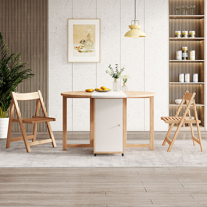 Round Mid-Century Modern Dining Table Drop-Leaf Table,47.2"L x 47.2"L x 29.1"H Clearhalo ' dining_table' 'Dining Tables & Seating' 'Dining Tables' 'furn' 'furn_dining_table' 'Furniture' 'furniture_dining_table' 'Kitchen & Dining Furniture' 'kitchen&dining_furn' 'kitchen' 'kitchen_dining_table' 4086819