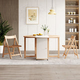 Round Mid-Century Modern Dining Table Drop-Leaf Table,47.2"L x 47.2"L x 29.1"H Clearhalo ' dining_table' 'Dining Tables & Seating' 'Dining Tables' 'furn' 'furn_dining_table' 'Furniture' 'furniture_dining_table' 'Kitchen & Dining Furniture' 'kitchen&dining_furn' 'kitchen' 'kitchen_dining_table' 4086819